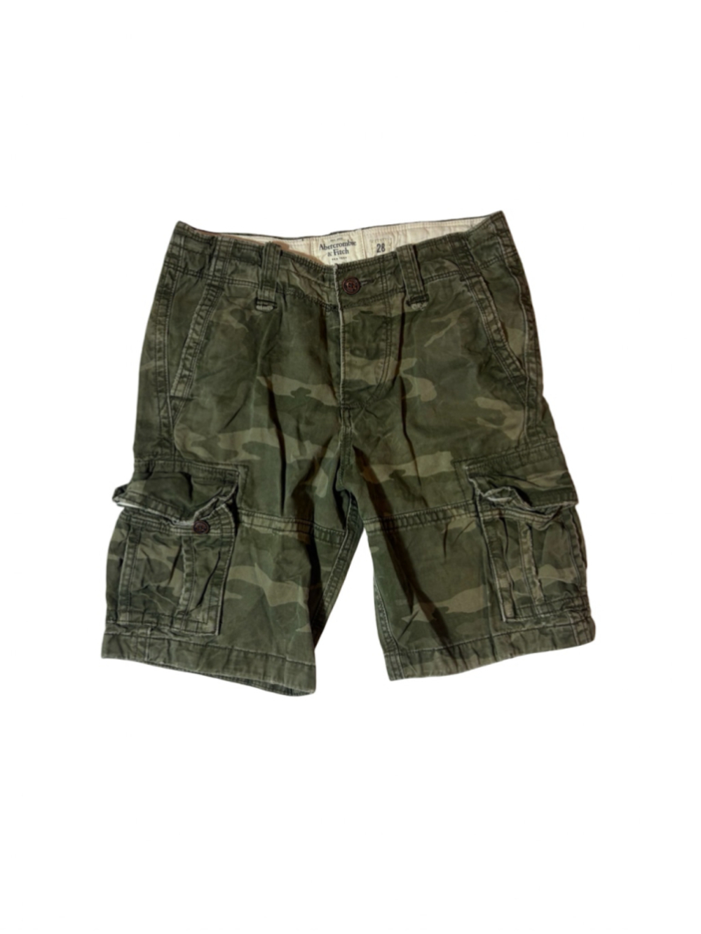 Vtg Abercrombie & Fitch Men’s Camo Cargo Shorts Army Green Utility Size 28